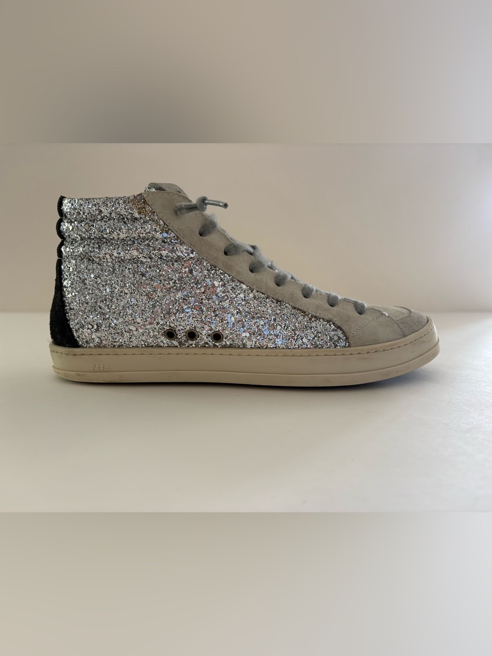 P448 Skate Silver Glitter High-Top Sneakers - Size 38